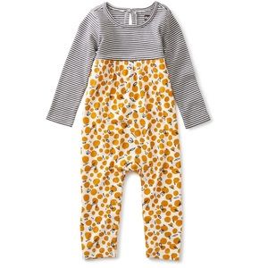 Tea Collection Citrus Striped long sleeve romper size 6-9 months